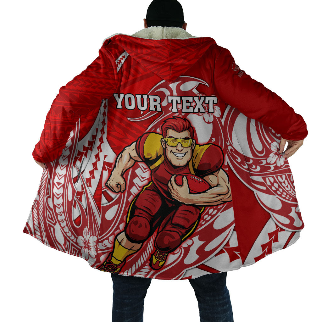 Personalized Gold Coast Suns Cloak Polynesian Tribal Sun Mascot With Hibiscus Floral Art