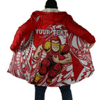 Personalized Gold Coast Suns Cloak Polynesian Tribal Sun Mascot With Hibiscus Floral Art