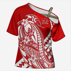 Personalized Gold Coast Suns Cross Shoulder Shirt Polynesian Tribal Sun Mascot With Hibiscus Floral Art
