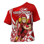 Personalized Gold Coast Suns Cross Shoulder Shirt Polynesian Tribal Sun Mascot With Hibiscus Floral Art
