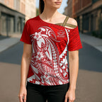 Personalized Gold Coast Suns Cross Shoulder Shirt Polynesian Tribal Sun Mascot With Hibiscus Floral Art
