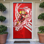 Personalized Gold Coast Suns Door Cover Polynesian Tribal Sun Mascot With Hibiscus Floral Art