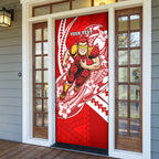Personalized Gold Coast Suns Door Cover Polynesian Tribal Sun Mascot With Hibiscus Floral Art