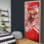 Personalized Gold Coast Suns Door Cover Polynesian Tribal Sun Mascot With Hibiscus Floral Art