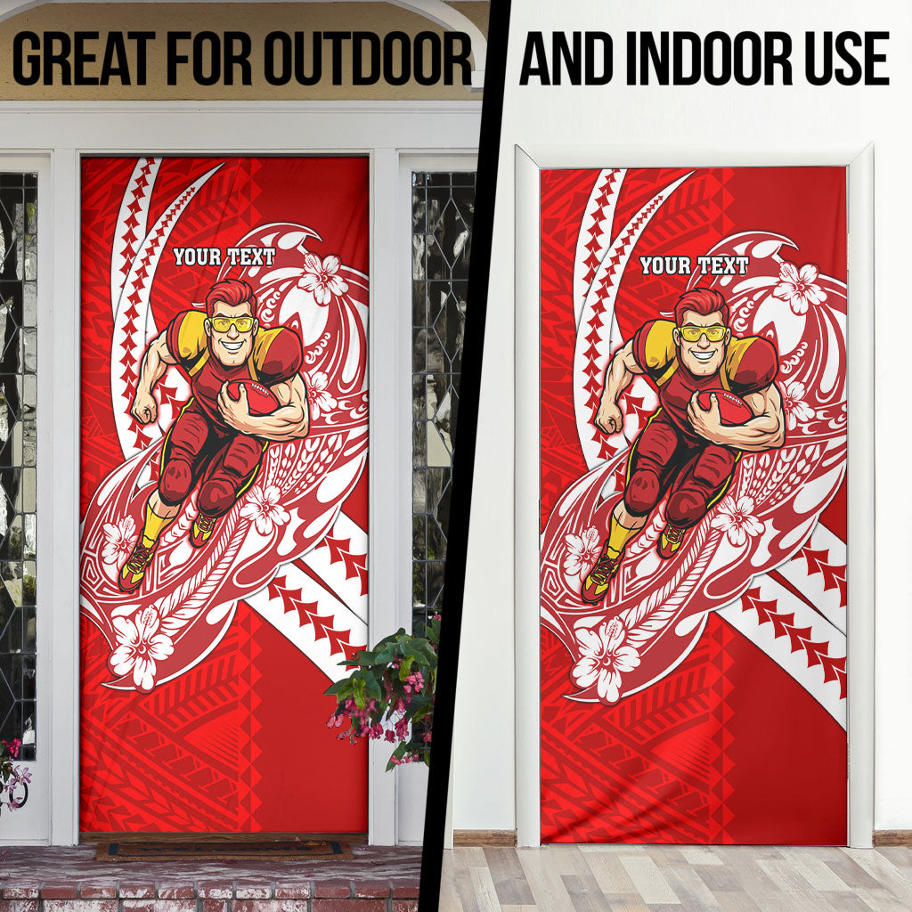 Personalized Gold Coast Suns Door Cover Polynesian Tribal Sun Mascot With Hibiscus Floral Art