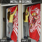 Personalized Gold Coast Suns Door Cover Polynesian Tribal Sun Mascot With Hibiscus Floral Art