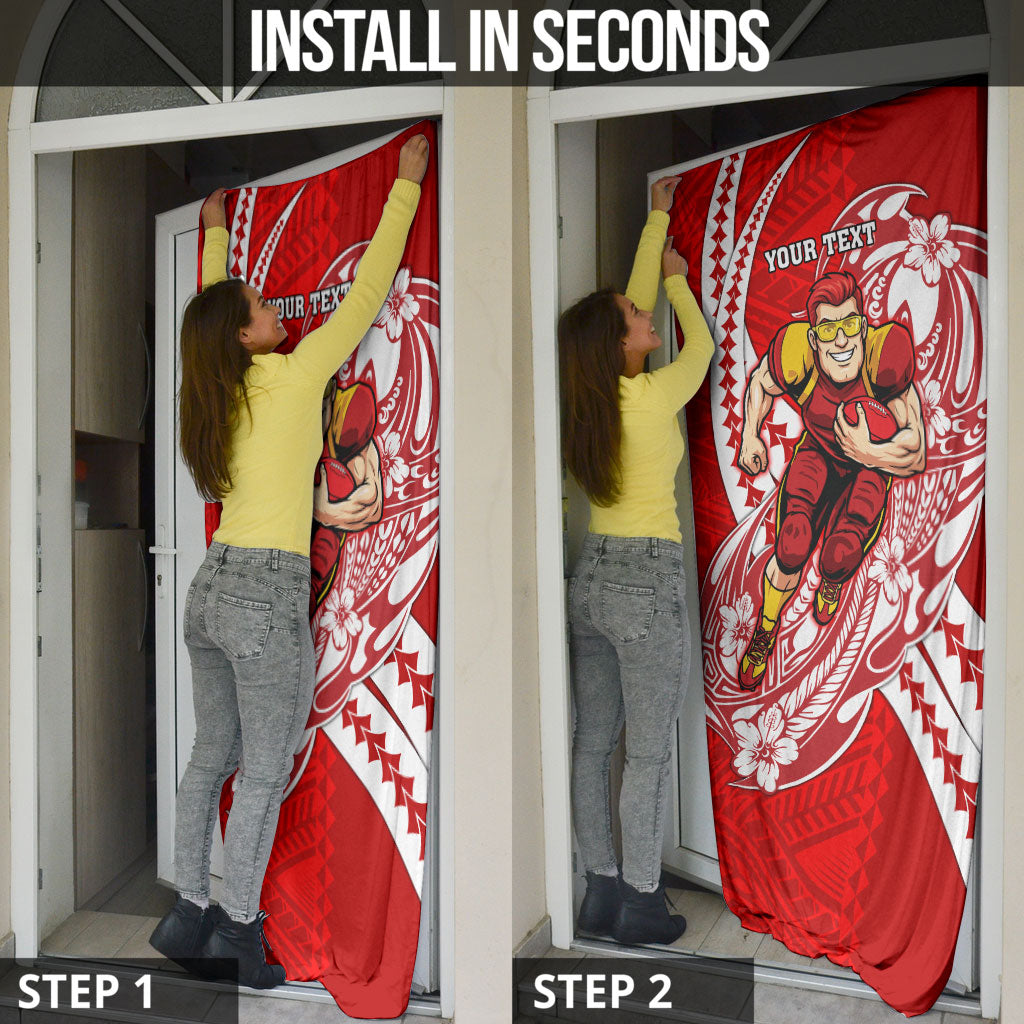 Personalized Gold Coast Suns Door Cover Polynesian Tribal Sun Mascot With Hibiscus Floral Art
