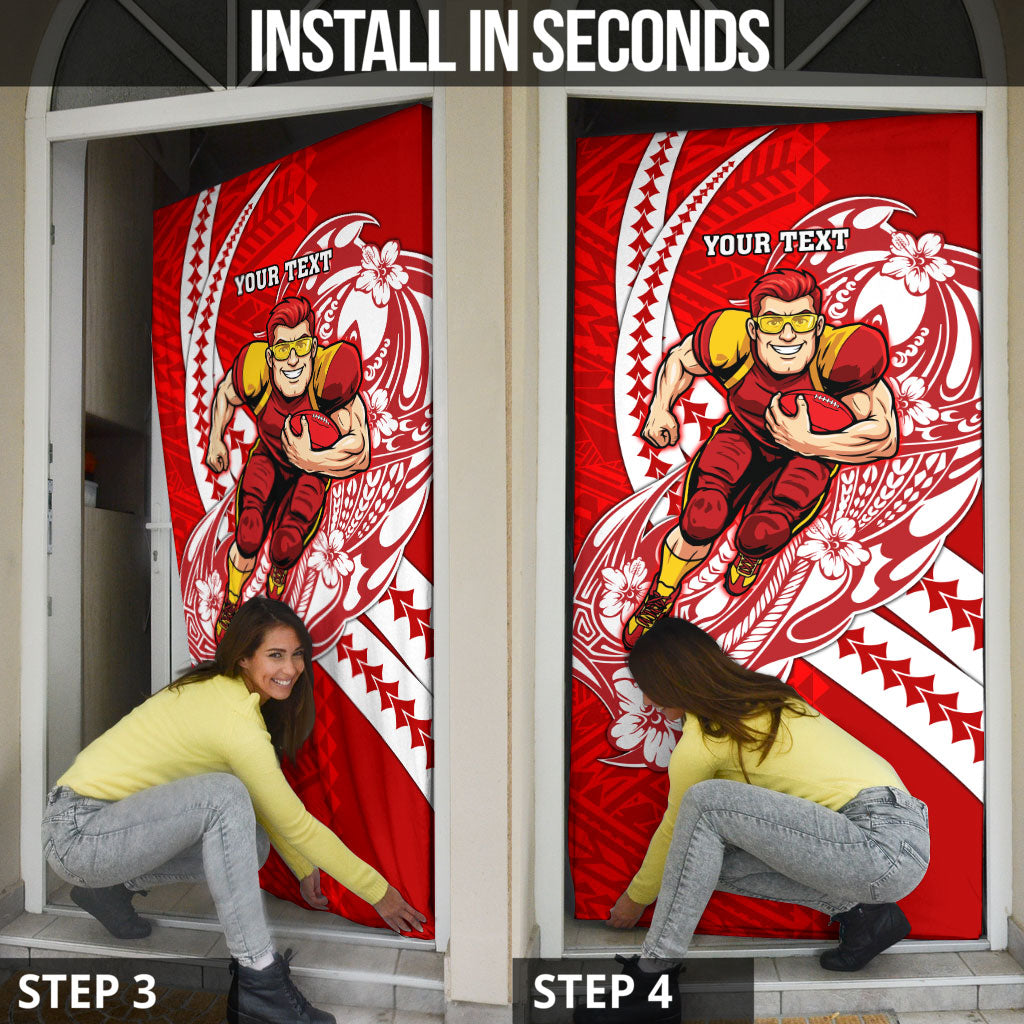 Personalized Gold Coast Suns Door Cover Polynesian Tribal Sun Mascot With Hibiscus Floral Art