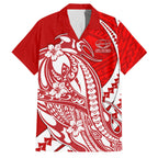 Personalized Gold Coast Suns Family Matching Off Shoulder Maxi Dress and Hawaiian Shirt Polynesian Tribal Sun Mascot With Hibiscus Floral Art