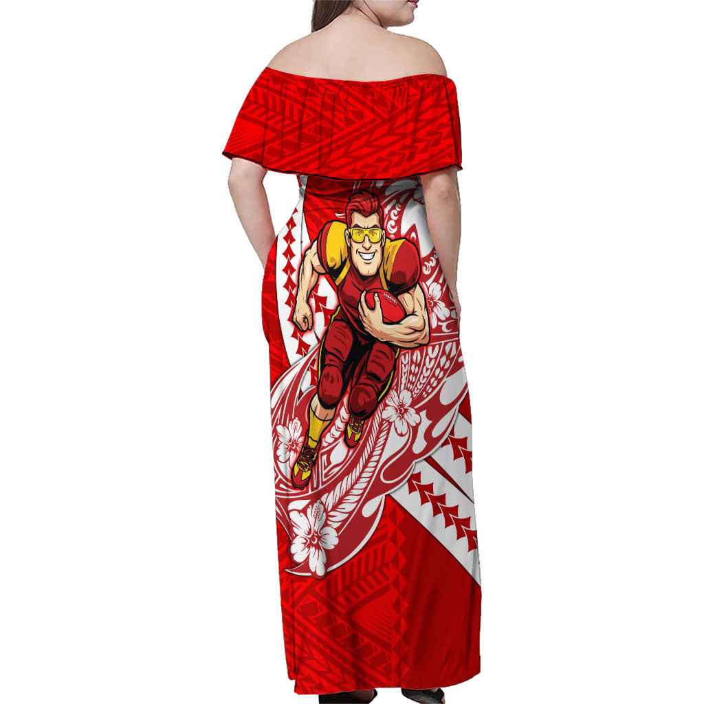 Personalized Gold Coast Suns Family Matching Off Shoulder Maxi Dress and Hawaiian Shirt Polynesian Tribal Sun Mascot With Hibiscus Floral Art