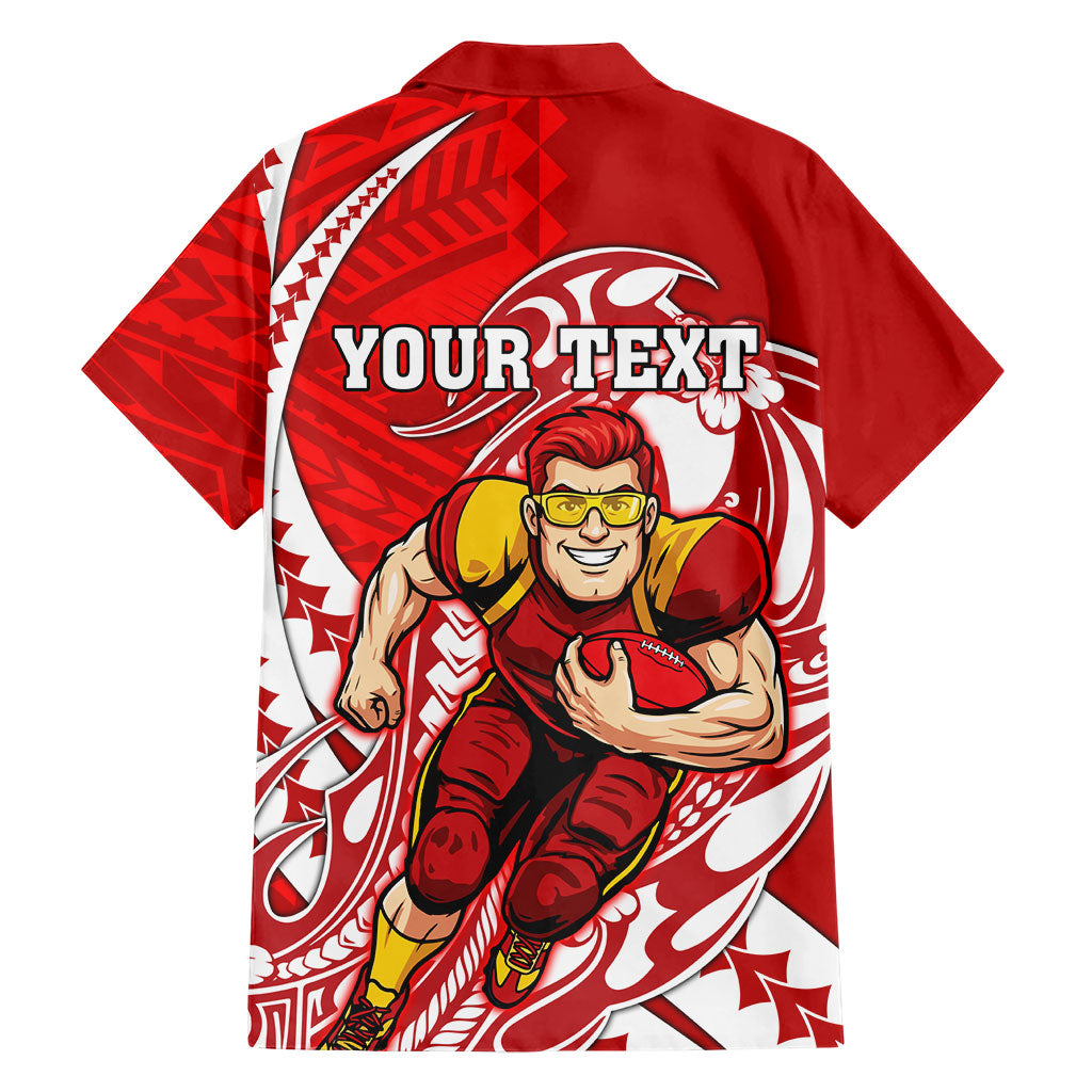 Personalized Gold Coast Suns Family Matching Off Shoulder Short Dress and Hawaiian Shirt Polynesian Tribal Sun Mascot With Hibiscus Floral Art