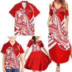 Personalized Gold Coast Suns Family Matching Summer Maxi Dress and Hawaiian Shirt Polynesian Tribal Sun Mascot With Hibiscus Floral Art