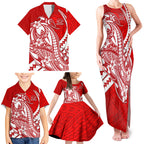 Personalized Gold Coast Suns Family Matching Tank Maxi Dress and Hawaiian Shirt Polynesian Tribal Sun Mascot With Hibiscus Floral Art