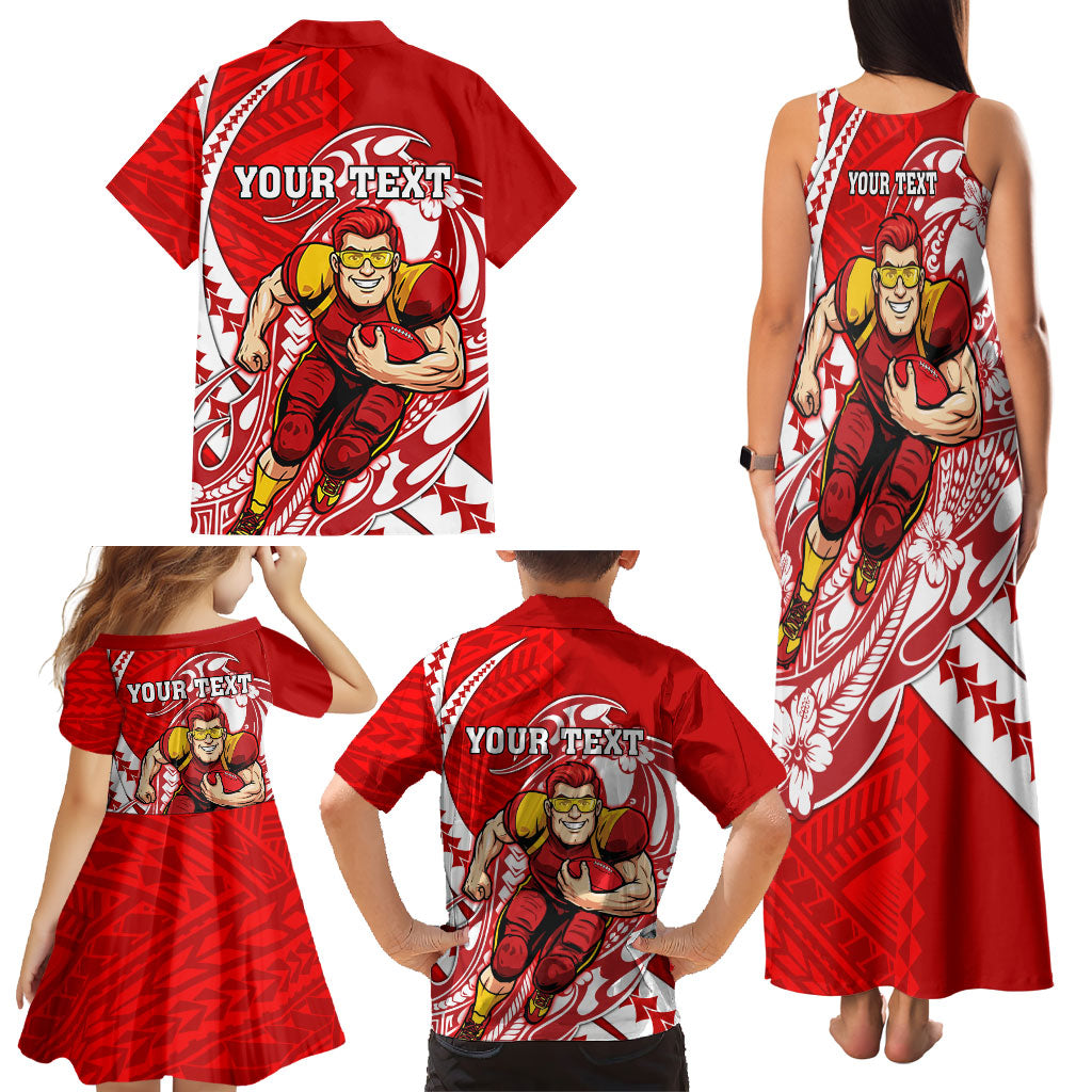 Personalized Gold Coast Suns Family Matching Tank Maxi Dress and Hawaiian Shirt Polynesian Tribal Sun Mascot With Hibiscus Floral Art