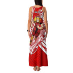 Personalized Gold Coast Suns Family Matching Tank Maxi Dress and Hawaiian Shirt Polynesian Tribal Sun Mascot With Hibiscus Floral Art