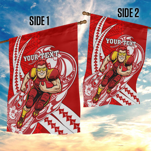 Personalized Gold Coast Suns Garden Flag Polynesian Tribal Sun Mascot With Hibiscus Floral Art