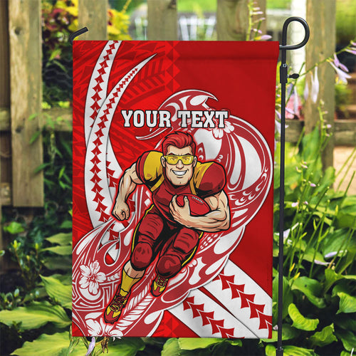 Personalized Gold Coast Suns Garden Flag Polynesian Tribal Sun Mascot With Hibiscus Floral Art