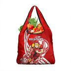 Personalized Gold Coast Suns Grocery Bag Polynesian Tribal Sun Mascot With Hibiscus Floral Art