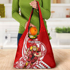 Personalized Gold Coast Suns Grocery Bag Polynesian Tribal Sun Mascot With Hibiscus Floral Art