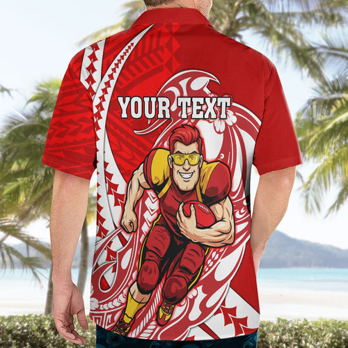 Personalized Gold Coast Suns Hawaiian Shirt Polynesian Tribal Sun Mascot With Hibiscus Floral Art