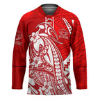 Personalized Gold Coast Suns Hockey Jersey Polynesian Tribal Sun Mascot With Hibiscus Floral Art
