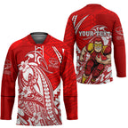 Personalized Gold Coast Suns Hockey Jersey Polynesian Tribal Sun Mascot With Hibiscus Floral Art