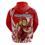 Personalized Gold Coast Suns Hoodie Polynesian Tribal Sun Mascot With Hibiscus Floral Art
