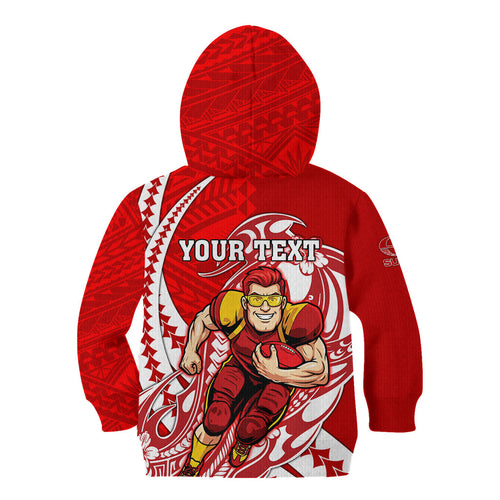 Personalized Gold Coast Suns Kid Hoodie Polynesian Tribal Sun Mascot With Hibiscus Floral Art