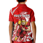 Personalized Gold Coast Suns Kid Polo Shirt Polynesian Tribal Sun Mascot With Hibiscus Floral Art