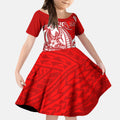 Personalized Gold Coast Suns Kid Short Sleeve Dress Polynesian Tribal Sun Mascot With Hibiscus Floral Art