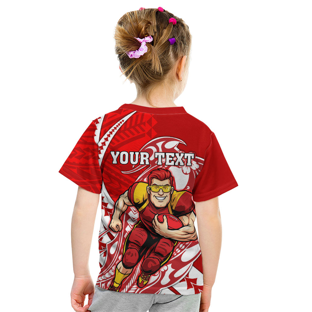 Personalized Gold Coast Suns Kid T Shirt Polynesian Tribal Sun Mascot With Hibiscus Floral Art