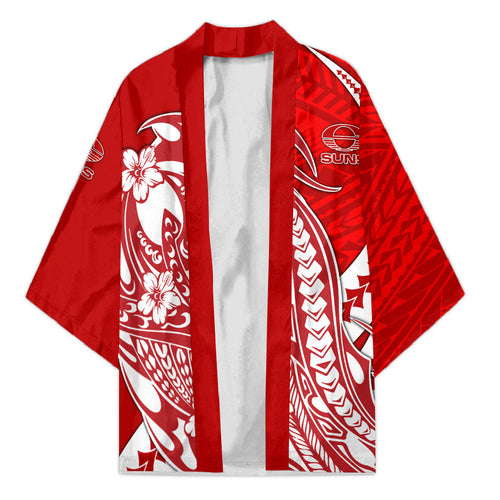 Personalized Gold Coast Suns Kimono Polynesian Tribal Sun Mascot With Hibiscus Floral Art