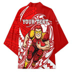 Personalized Gold Coast Suns Kimono Polynesian Tribal Sun Mascot With Hibiscus Floral Art