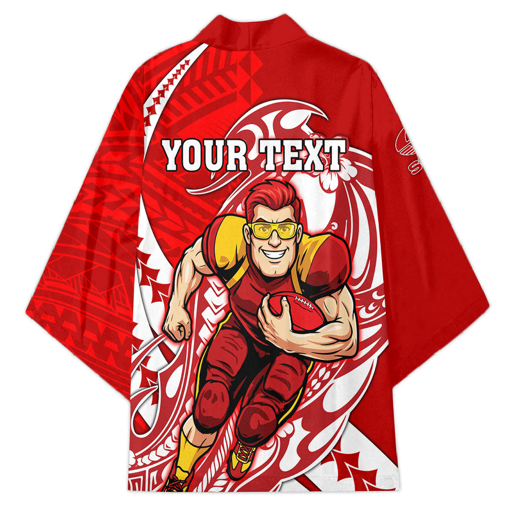 Personalized Gold Coast Suns Kimono Polynesian Tribal Sun Mascot With Hibiscus Floral Art