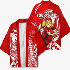 Personalized Gold Coast Suns Kimono Polynesian Tribal Sun Mascot With Hibiscus Floral Art
