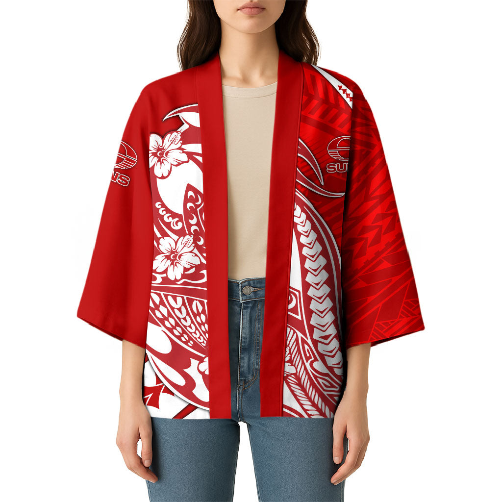 Personalized Gold Coast Suns Kimono Polynesian Tribal Sun Mascot With Hibiscus Floral Art