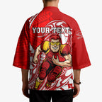 Personalized Gold Coast Suns Kimono Polynesian Tribal Sun Mascot With Hibiscus Floral Art