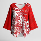 Personalized Gold Coast Suns Kimono Sleeve Blouse Polynesian Tribal Sun Mascot With Hibiscus Floral Art