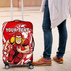 Personalized Gold Coast Suns Luggage Cover Polynesian Tribal Sun Mascot With Hibiscus Floral Art