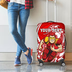 Personalized Gold Coast Suns Luggage Cover Polynesian Tribal Sun Mascot With Hibiscus Floral Art