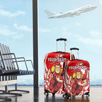 Personalized Gold Coast Suns Luggage Cover Polynesian Tribal Sun Mascot With Hibiscus Floral Art