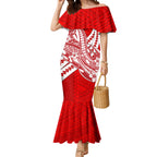 Personalized Gold Coast Suns Mermaid Dress Polynesian Tribal Sun Mascot With Hibiscus Floral Art