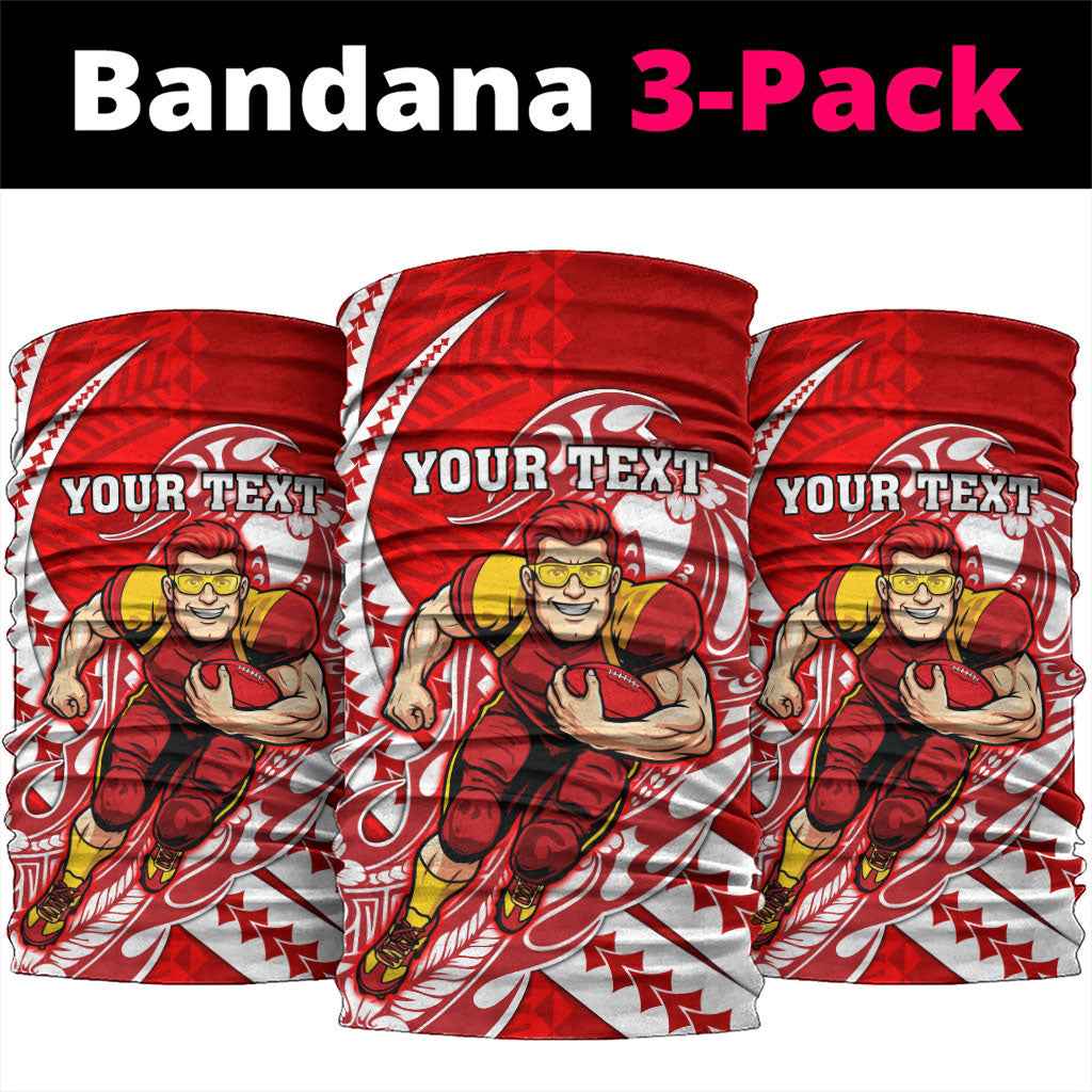 Personalized Gold Coast Suns Neck Gaiter Polynesian Tribal Sun Mascot With Hibiscus Floral Art