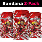 Personalized Gold Coast Suns Neck Gaiter Polynesian Tribal Sun Mascot With Hibiscus Floral Art