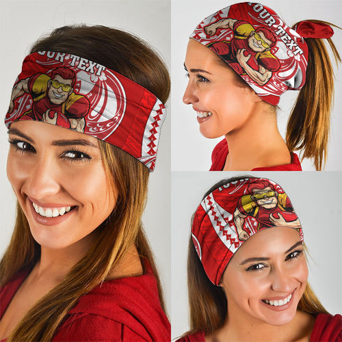 Personalized Gold Coast Suns Neck Gaiter Polynesian Tribal Sun Mascot With Hibiscus Floral Art