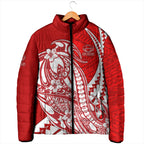 Personalized Gold Coast Suns Padded Jacket Polynesian Tribal Sun Mascot With Hibiscus Floral Art