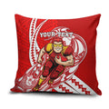 Personalized Gold Coast Suns Pillow Cover Polynesian Tribal Sun Mascot With Hibiscus Floral Art