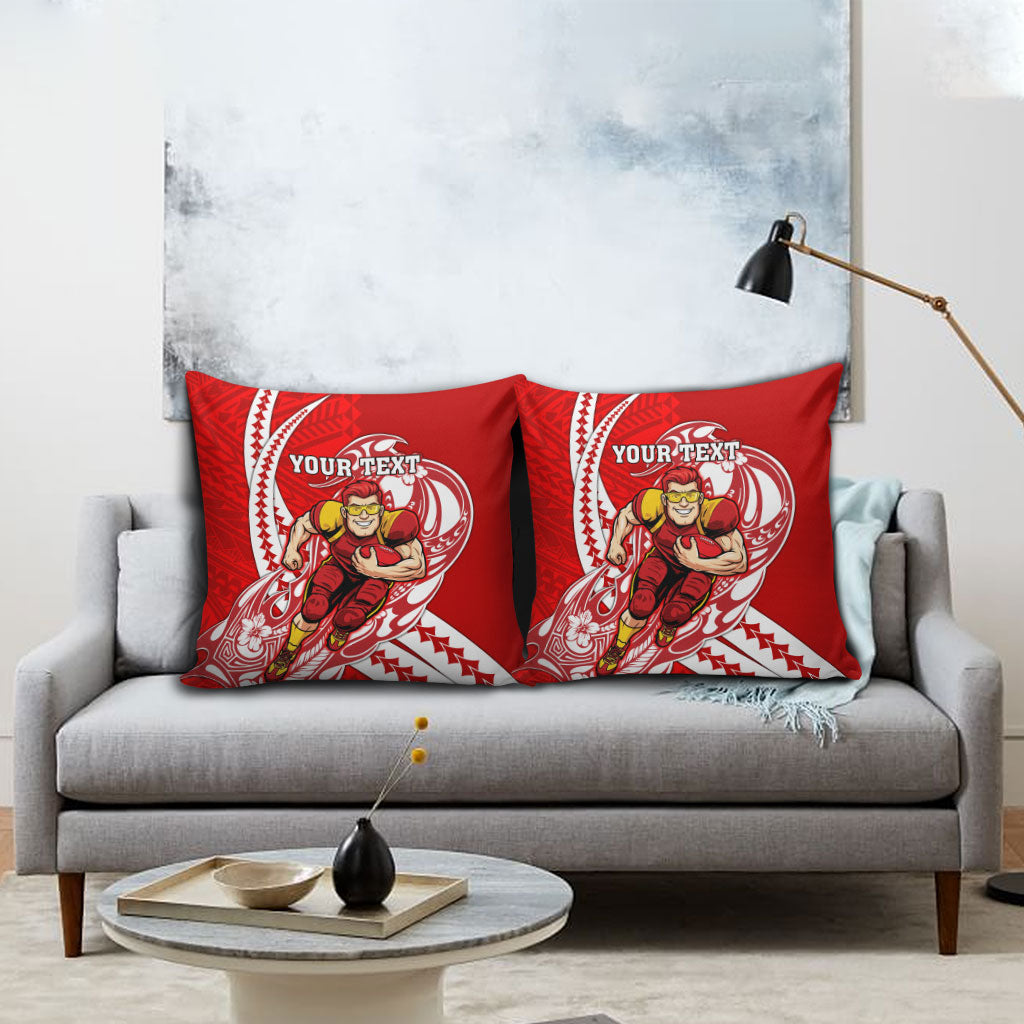 Personalized Gold Coast Suns Pillow Cover Polynesian Tribal Sun Mascot With Hibiscus Floral Art
