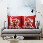Personalized Gold Coast Suns Pillow Cover Polynesian Tribal Sun Mascot With Hibiscus Floral Art