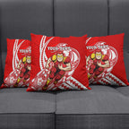 Personalized Gold Coast Suns Pillow Cover Polynesian Tribal Sun Mascot With Hibiscus Floral Art